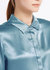 Basic Concealed Placket Silk Shirt - Blue Haze