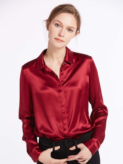 LILYSILK Basic Concealed Placket Silk Shirt - Claret  product