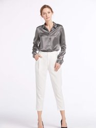 Basic Concealed Placket Silk Shirt - Dark Gray