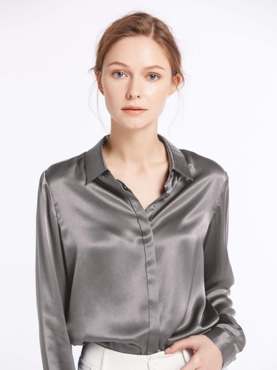 LILYSILK Basic Concealed Placket Silk Shirt - Dark Gray product