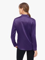 Basic Concealed Placket Silk Shirt - Deep Purple 