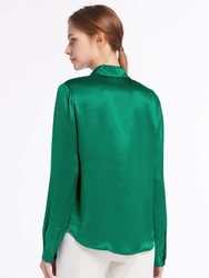 Basic Concealed Placket Silk Shirt - Green Jade 