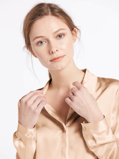 LILYSILK Basic Concealed Placket Silk Shirt - Light Camel  product
