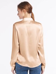 Basic Concealed Placket Silk Shirt - Light Camel 