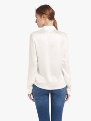 Basic Concealed Placket Silk Shirt - Natural White