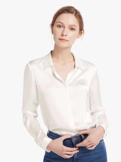 LILYSILK Basic Concealed Placket Silk Shirt - Natural White product
