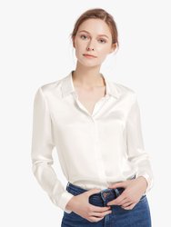 Basic Concealed Placket Silk Shirt - Natural White - Natural White
