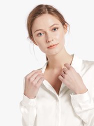 Basic Concealed Placket Silk Shirt - Natural White