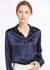 Basic Concealed Placket Silk Shirt - Navy Blue