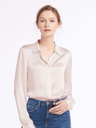 Basic Concealed Placket Silk Shirt - Pale Pink