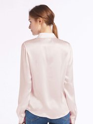 Basic Concealed Placket Silk Shirt - Pale Pink