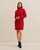 Classic Turtleneck Cashmere Dress- Cherry-Red