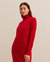 Classic Turtleneck Cashmere Dress- Cherry-Red