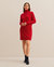 Classic Turtleneck Cashmere Dress- Cherry-Red