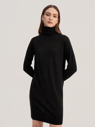 Classic Turtleneck Cashmere Dress,Black