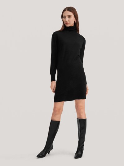 LILYSILK Classic Turtleneck Cashmere Dress,Black product