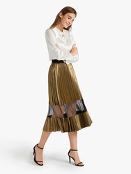 LILYSILK X MIM "STELLA" Pleated Skirt With Mesh Insert