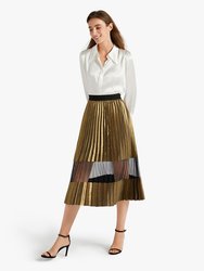 LILYSILK X MIM "STELLA" Pleated Skirt With Mesh Insert