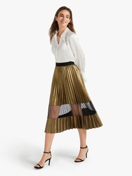 LILYSILK X MIM "STELLA" Pleated Skirt With Mesh Insert