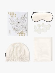 Monogrammed Silk Beauty Sleep Set - Natural White