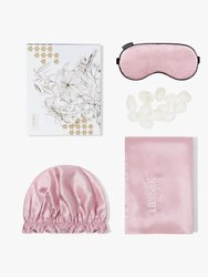 Monogrammed Silk Beauty Sleep Set - Rosy Pink