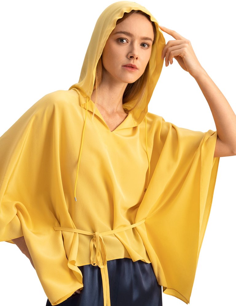 Women Crepe De Chine Poncho  - Ginger