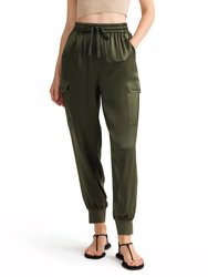 Women Safari Silk Pants - Safari Green