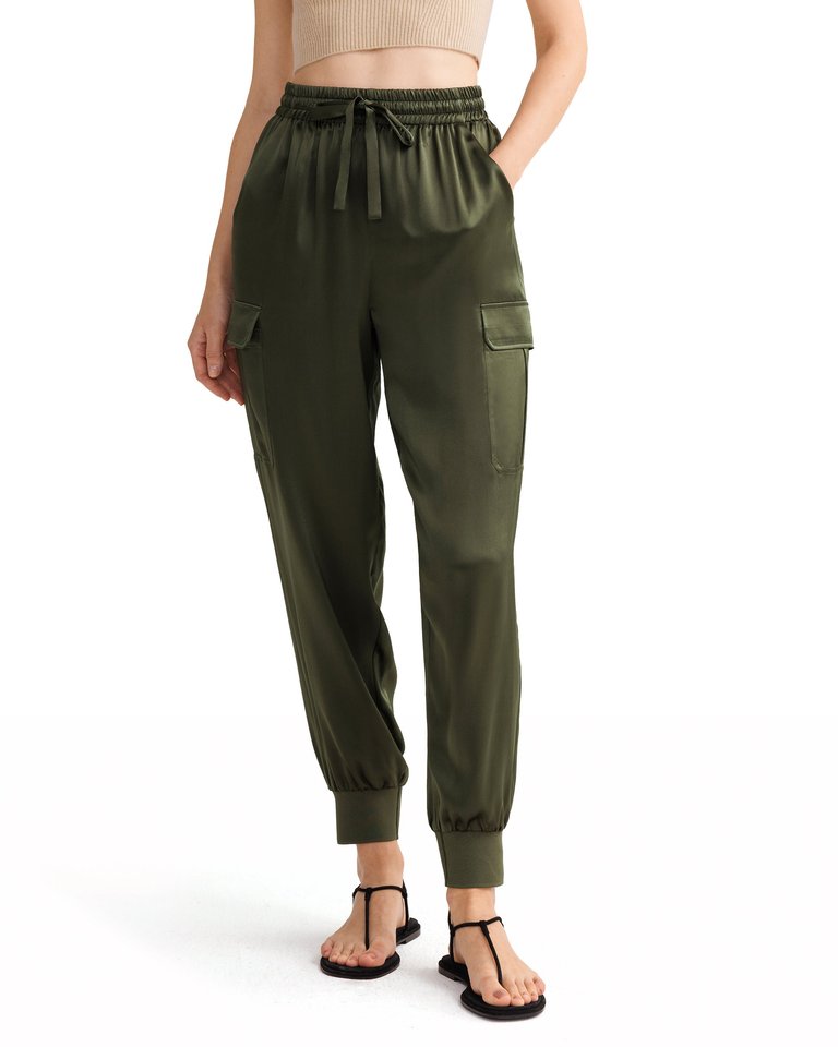 Women Safari Silk Pants - Safari Green