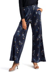 Women Spring Waltz Bias Cut Pants - Blue-Waltz-Pattern