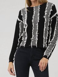 Adelyn Fringe Sweater In Black - Black