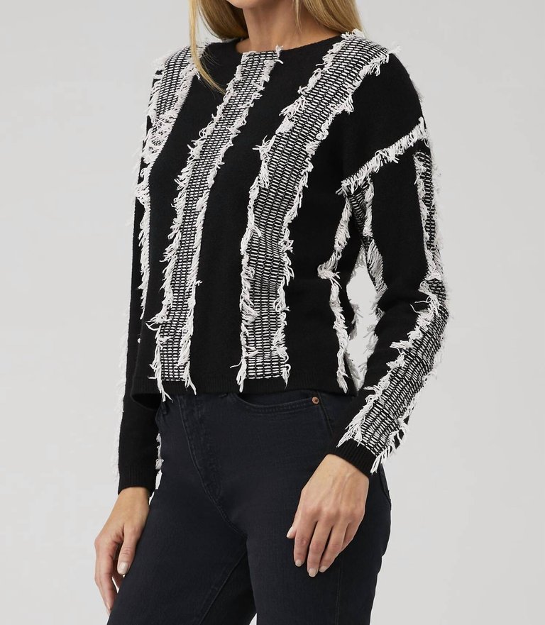 Adelyn Fringe Sweater In Black