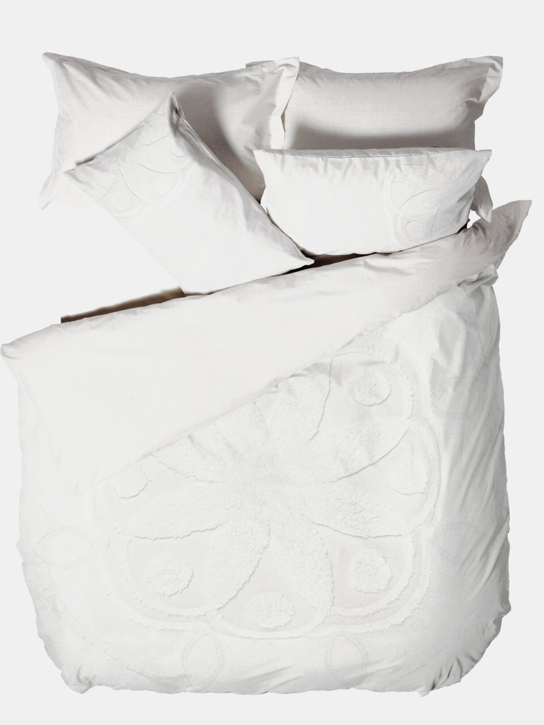 Linen House Manisha Tufted Duvet Set (White) (Full) (UK - Double) - White