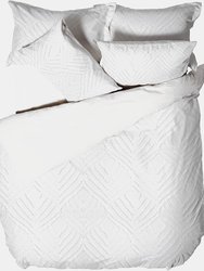 Linen House Palm Springs Chenille Ogee Duvet Set (White) (Full) (UK - Double) - White