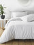 Linen Yard Linear Duvet Set (White/Gray) (Queen) (UK - King) - White/Gray