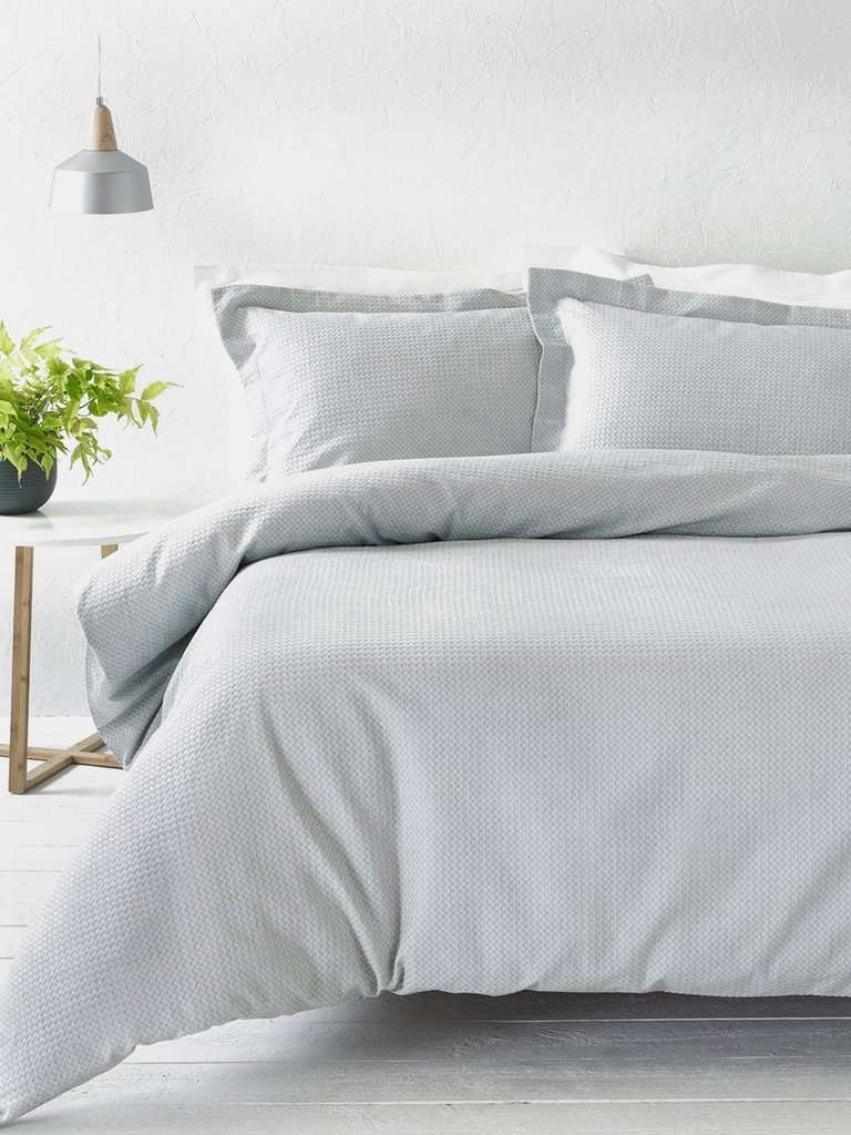 Linen Yard Waffle Duvet Set (Silver) (Queen) (UK - King) - Silver