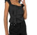 Ruched Cap Sleeve Corset Top In Black