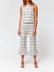 The Flare Cropped Trouser - Black/White Tweed Jacquard