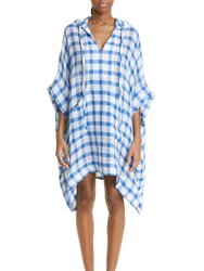 The Hooded Poncho - French Blue/White Gingham Chios Gauze