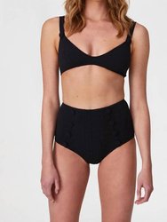 The Magdalena High Waist Bikini - Black Seersucker