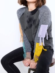 On The Fringe Sweater - Shale/Black