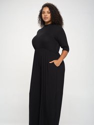 3/4 Sleeve Wide Jumpsuit