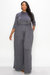 3/4 Sleeve Wide Jumpsuit - Charcoal