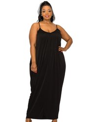 Adora Ruched Spaghetti Strap Dress - Black