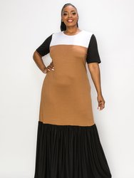 Ami Colorblock Maxi Dress - Black/White/Chestnut