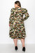 Camo Statement Shoulder Midi Flare Dress