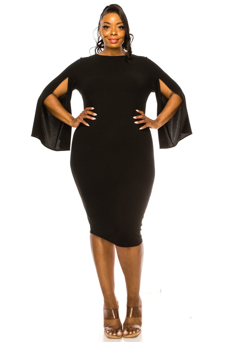 Clementine Slit Sleeve Dress - Black