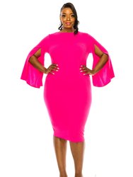 Clementine Slit Sleeve Dress - Neon Pink