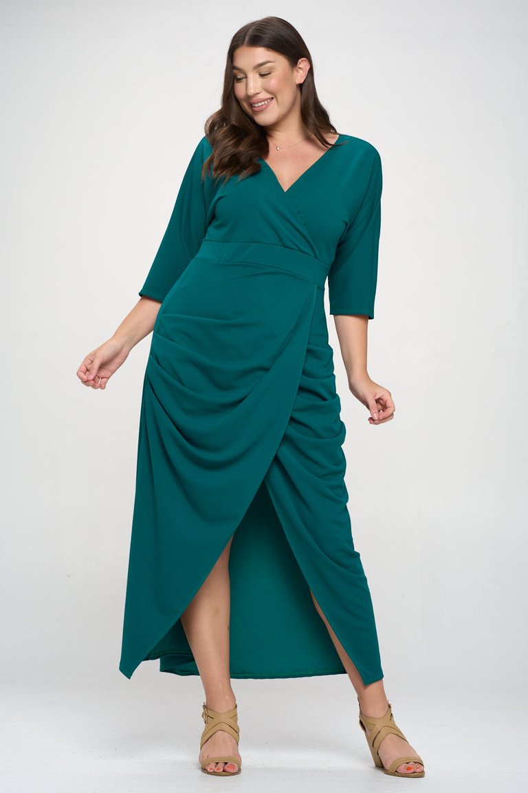 Dolman Wrap Maxi Dress - Emerald