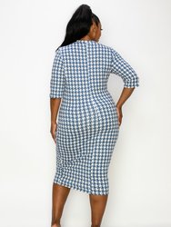 Elly Houndstooth Midi Dress