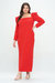 Evangeline Rhinestone Sleeve Dress - Coral Red